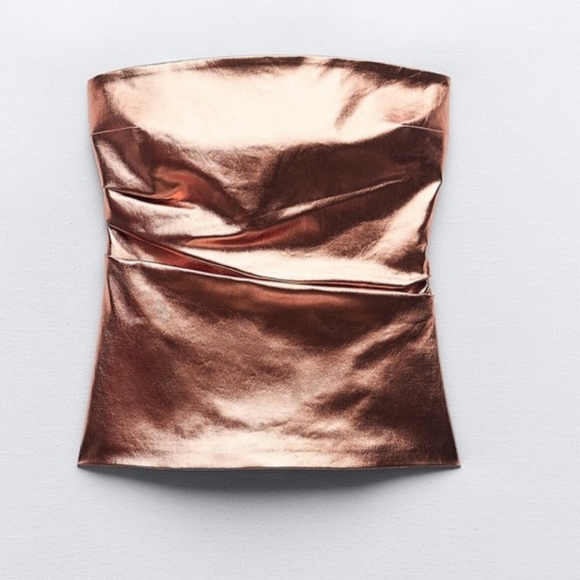 NWT ZARA strapless metallic top - Picture 3 of 11